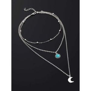Moon Pendant Layered Necklace